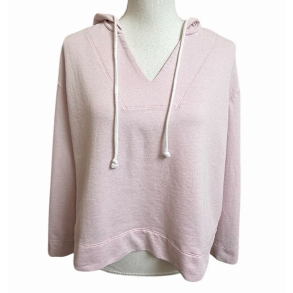 Loft Outlet Women's L Light Pink Hooded Sweatshirt With Drawstrings Slight Crop